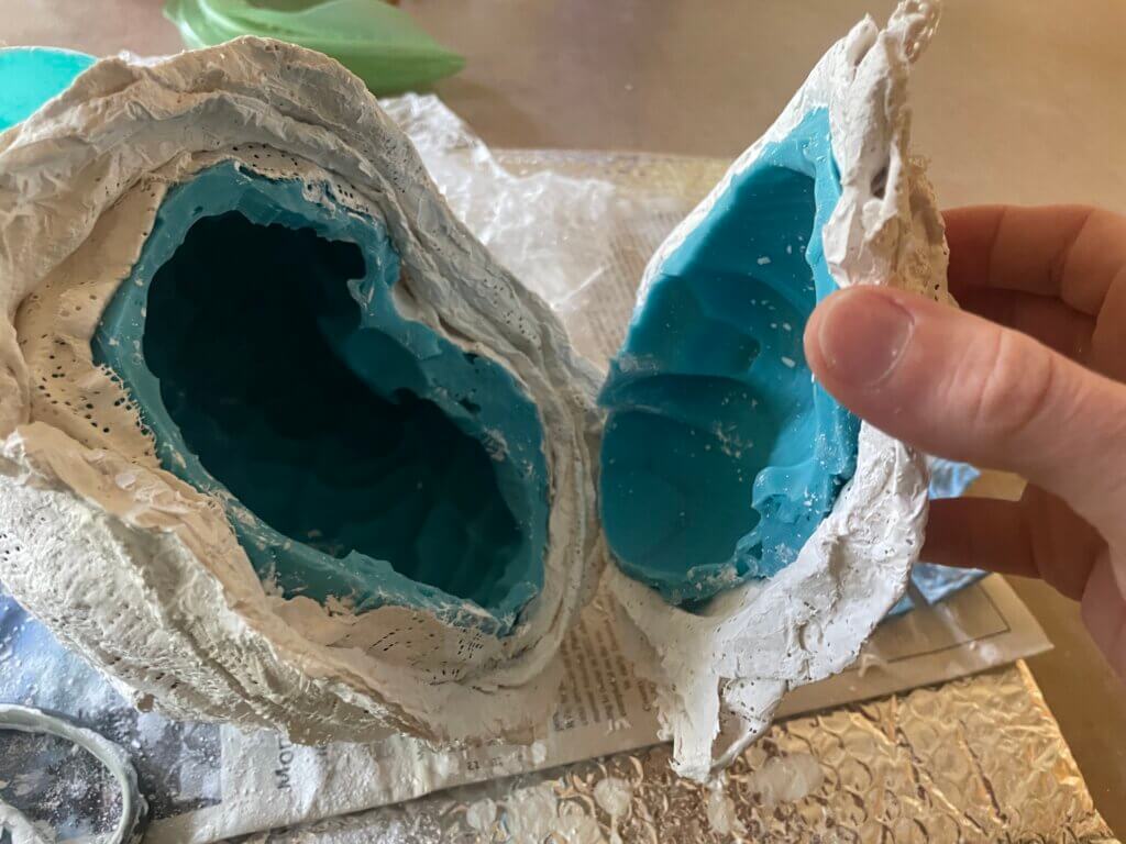 Opened plaster wrapped mold
