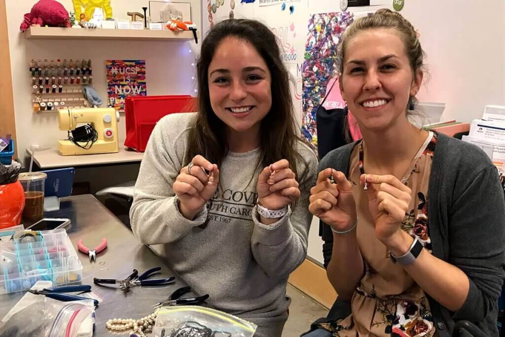 Student making jewelry